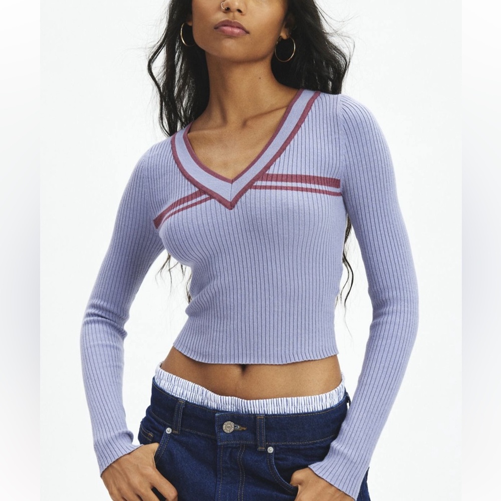 NWT UO BDG Addison V-Neck Ribbed Knit Sweater - S
